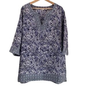 Sigrid Olsen 100% Linen Paisley Tunic Size 1X